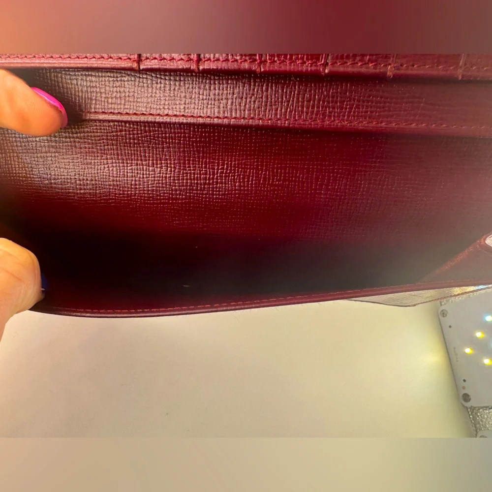 Cartier Wallet Long Bifold Wallet Must de Cartier Burgundy Gold Corners Vintage - Picture 8 of 16